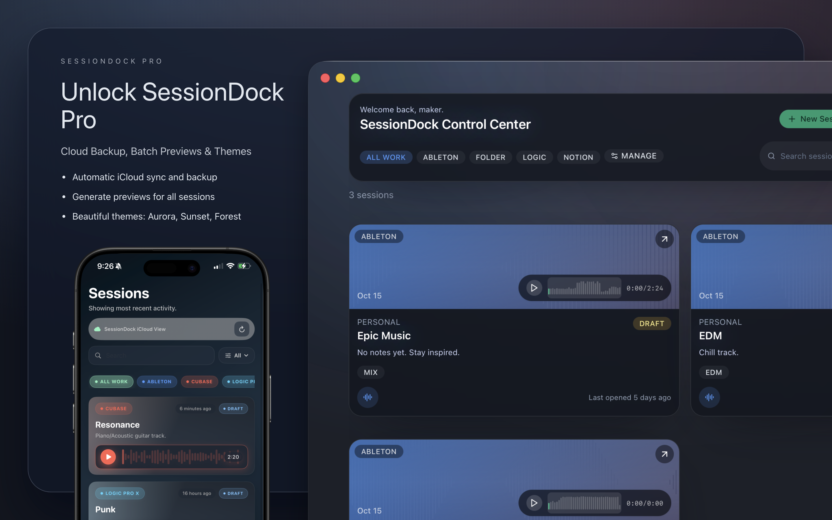 SessionDock™ tag filtering view